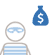 icono ladrón y bolsa de dinero